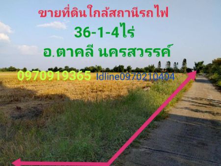 For SaleLandNakhon Sawan : Land for sale, Takhli District, Nakhon Sawan, 36 rai 1 ngan 4 sq.wa, near Chan Sen train station. next to the large canal, Lopburi River