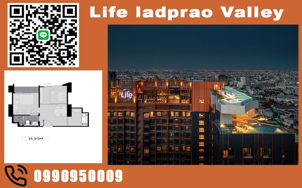 For SaleCondoLadprao, Central Ladprao : Life ladprao Valley Size 1 bed 35 Sq.m. Selling price 4,460,000 MB. Call/Line : 0990950009