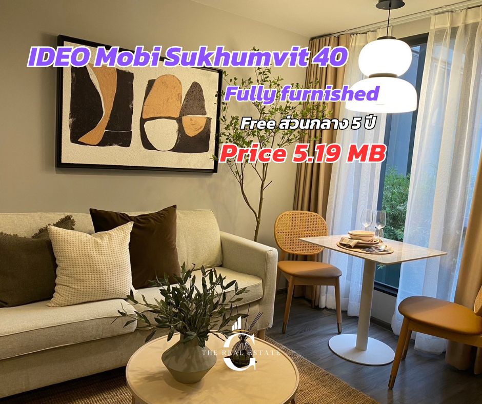 For SaleCondoSukhumvit, Asoke, Thonglor : Condo fully furnished, free transfer, Ideo Mobi Sukhumvit40 !!! 1 Bed, size 35 Sqm., near BTS Ekkamai, reduced to 5.19 MB. 089-1676755