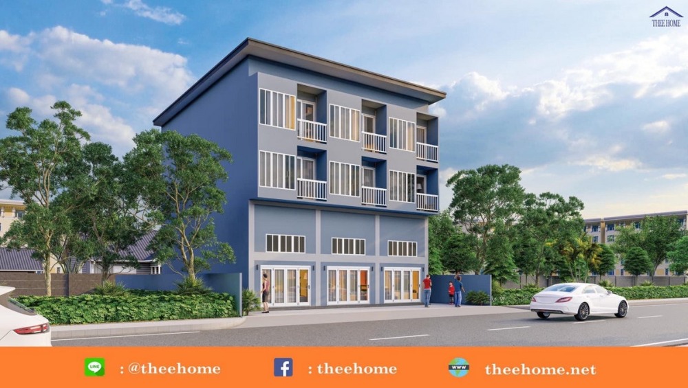 For SaleHome OfficePathum Thani,Rangsit, Thammasat : For inquiries, call 095-645-6942. Open for reservation. Home Office 3.5 floors, new project THEE Home, Pathum Thani Klong 5, near the dark green electric train, Khu Khot Station, area 168 square meters, 2 bedrooms, 3 bathrooms.
