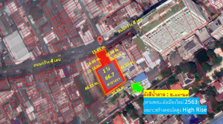 For SaleLandRama3 (Riverside),Satupadit : Land for sale on Chan Road, 4 lanes wide # No need to enter the alley (suitable for building a luxury high-rise condo), area 1 rai 63.7 square wah ## near BTS Chong Nonsi