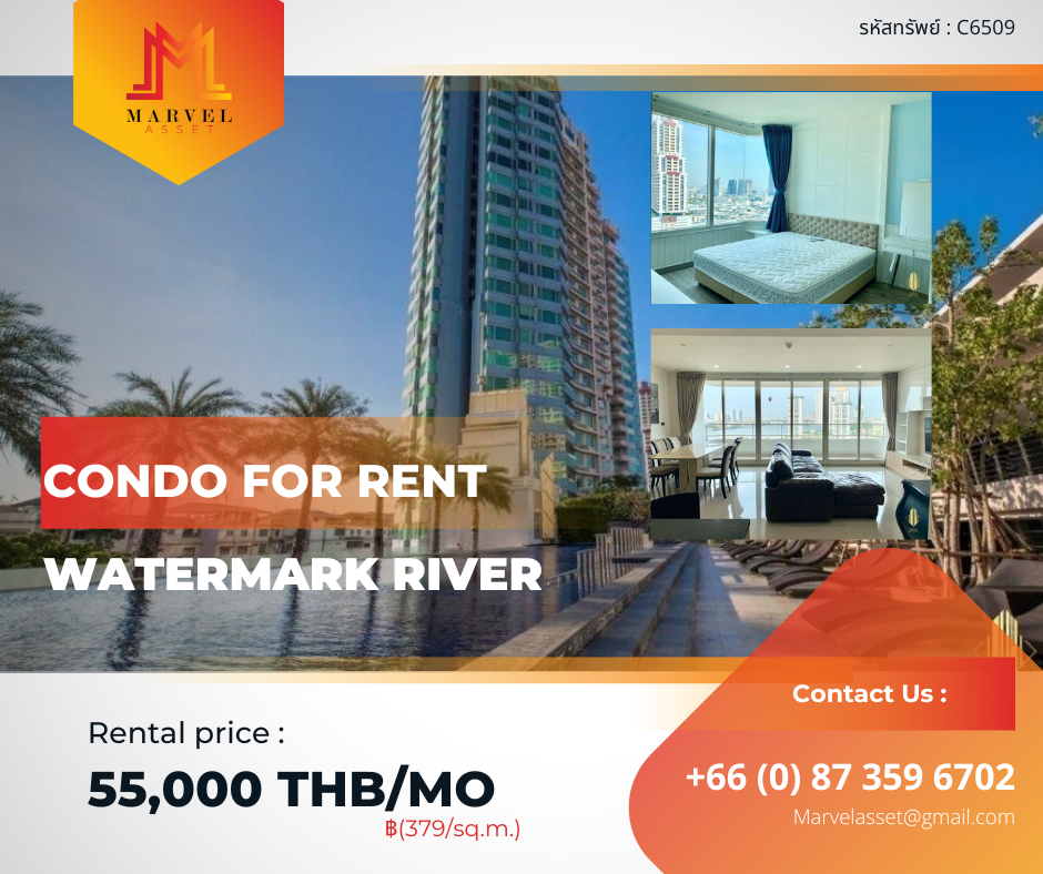 For RentCondoWongwianyai, Charoennakor : Condo for rent at Watermark River, 3 bedrooms, 144 square meters.