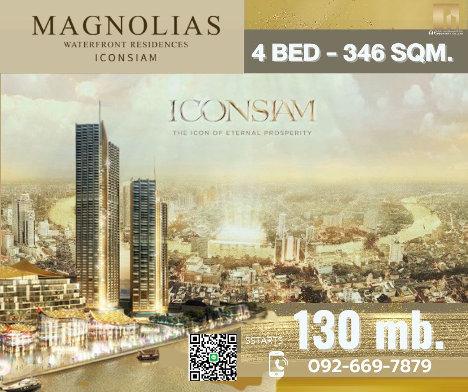 For SaleCondoWongwianyai, Charoennakor : SALE : SKY PENTHOUSES 4 BED 4 BATH + Private pool 346 sq m. -- 130 million I MAGNOLIAS WATERFRONT RESIDENCES ICONSIAM