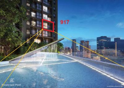 Sale DownCondoRatchadapisek, Huaikwang, Suttisan : The Stage Mindscape 26.33 sq m, pool view, north face, contract page, only 2.73 million