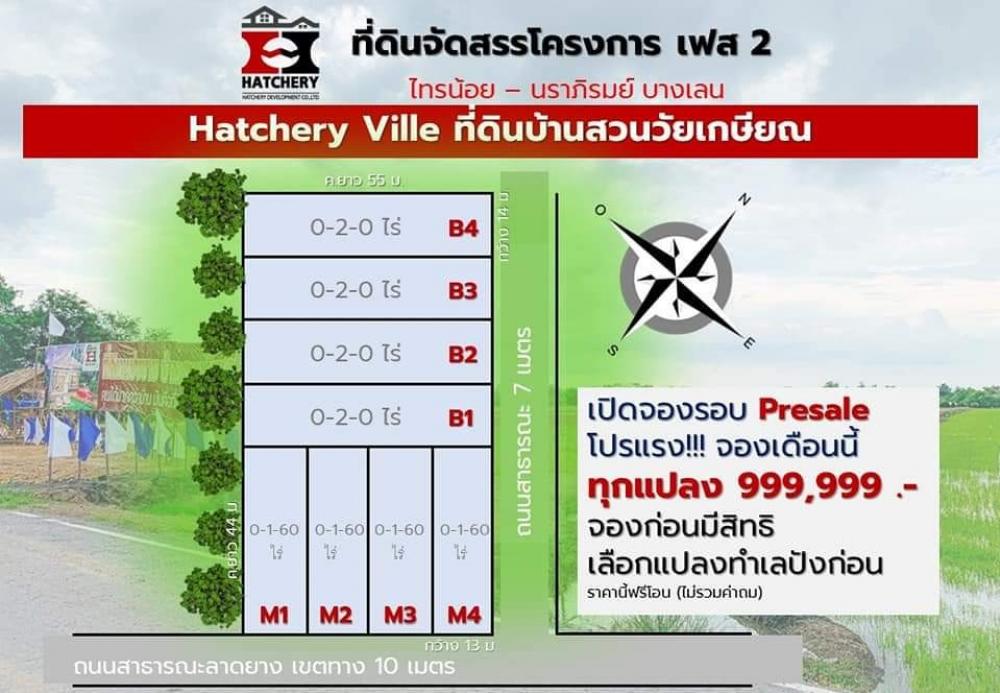 For SaleLandNakhon Pathom, Phutthamonthon, Salaya : Open a new phase, the lowest price, the land is less than a million!!! Sai Noi - Bang Len area 160 square wah per plot, next to asphalt road, price 999,999 baht