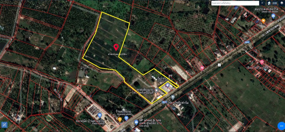 For RentLandHuahin, Prachuap Khiri Khan, Pran Buri : Land with buildings for rent or sale, size 52 rai, next to the road to Prachuap Province. Attached to PT gas station