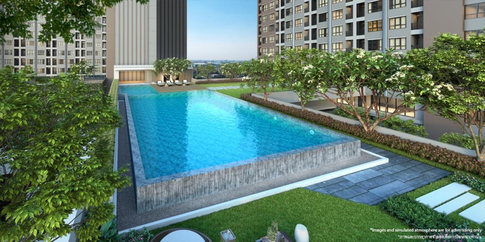 Sale DownCondoBangna, Bearing, Lasalle : Pool view, garden view, Building B, new special plan, corner room, size 28 sq m, near the center, not hot, east