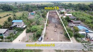 For SaleLandNakhon Nayok : Land for sale in Khlong 16 Front on the road, behind the canal, 2 rai 55 square wah, near SWU.
