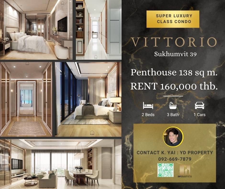 For RentCondoSukhumvit, Asoke, Thonglor : Rent : Best Deal!! VITTORIO SUKHUMVIT 39 I 2 Bed 3 bath 101 sqm. - 100,000 thb. {Fully Furnished/ Ready to move in]