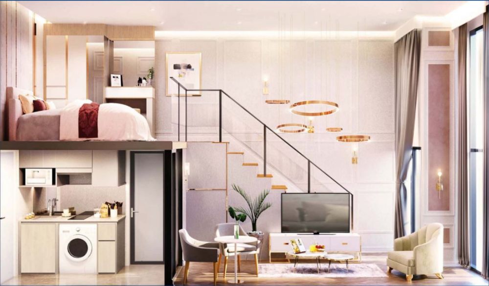 Sale DownCondoLadprao101, Happy Land, The Mall Bang Kapi : Sell Down at VVIP price Duo Space Room (Special!! Origin Plug & Play Condo Ladprao Interchange (Ladprao 111)