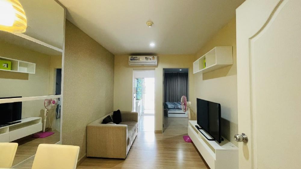 For RentCondoNawamin, Ramindra : Condo for rent, The Kith Nawamin Project, Building A, 8th floor, garden view, size 32 sq m. Price 7000, reduced from 7500, free common fee baht, 2 air conditioners (full set of new furniture, but the body can live)