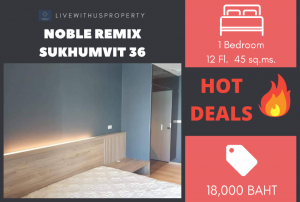 For RentCondoSukhumvit, Asoke, Thonglor : Quick rent!! Very good price, beautifully decorated room, Noble Remix Sukhumvit 36