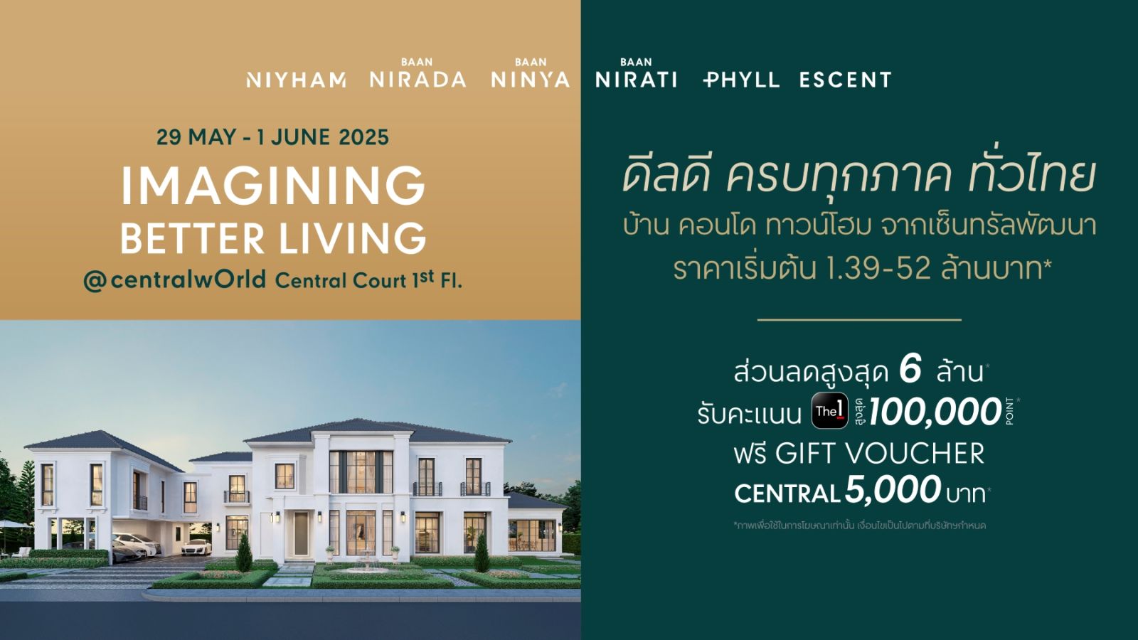 Central Pattana Residence โตต่อเนื่อง ประกาศโครงการใหม่มูลค่ารวม 16,000 ล้านบาท ชูบ้านลักชัวรี่ใหม่ “บ้านนิรดา แจ้งวัฒนะ-ชัยพฤกษ์” ย้ำแบรนด์บ้านและคอนโดฯ เซ็นทรัลแข็งแกร่ง เชื่อมต่อการใช้ชีวิตในมิกซ์ยูสคุณภาพ 