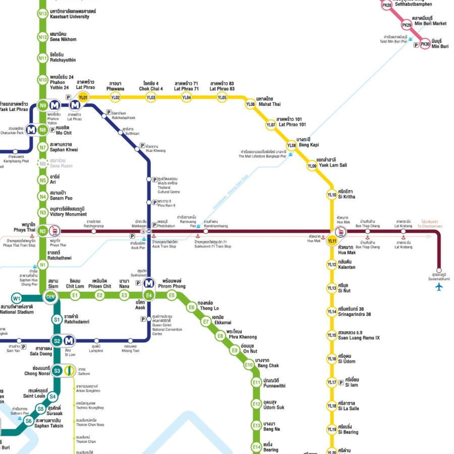 แผนที่รถไฟฟ้า BTS MRT 2568 พร้อมเส้นทางและค่าโดยสารทุกสาย