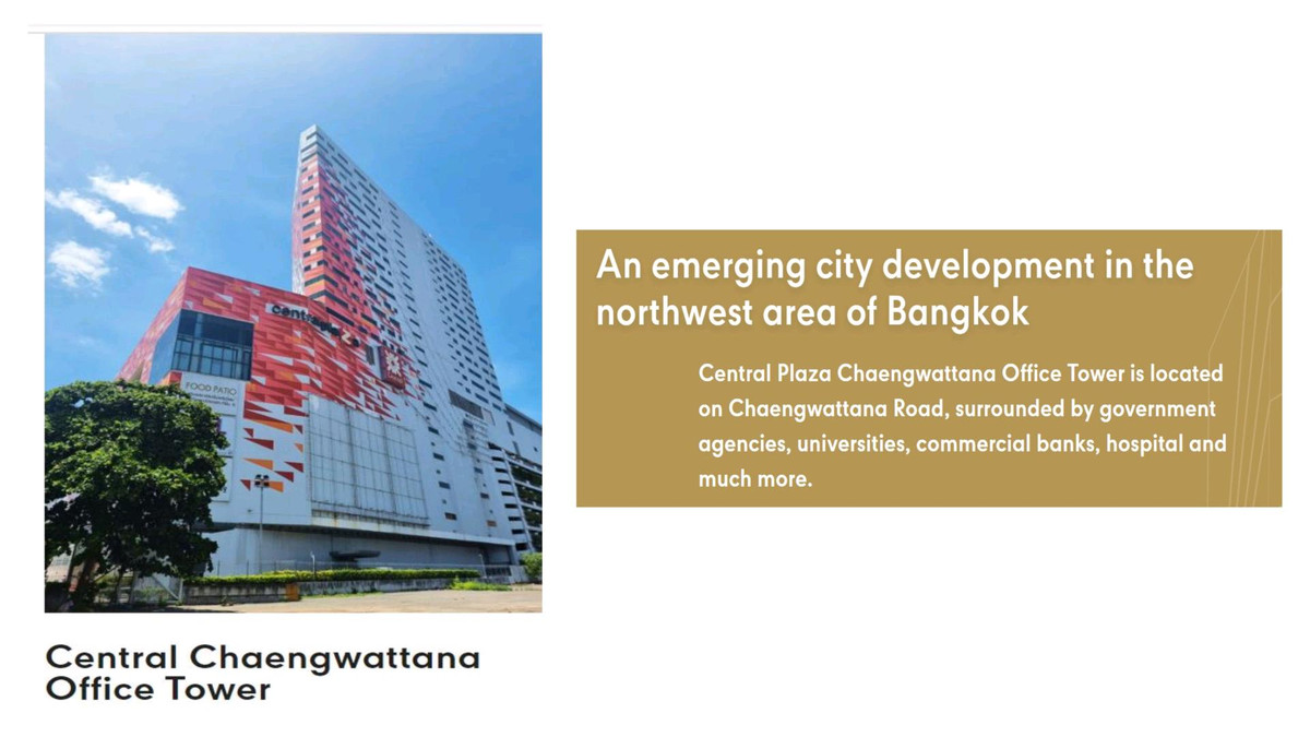 For RentOfficeChaengwatana, Muangthong : 🏢 Office Space for Rent – Central Chaengwattana (Next to BTS Pink Line)