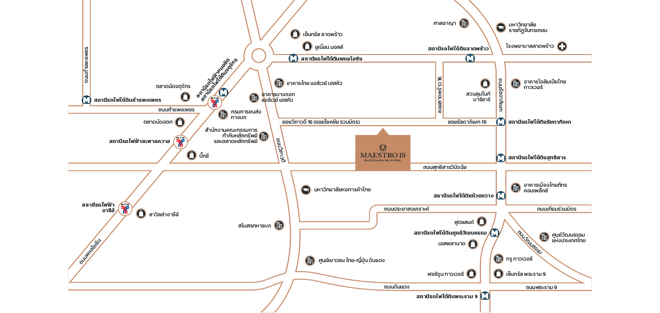 แผนที่โครงการคอนโด มาเอสโตร 19 รัชดา 19-วิภา (Maestro 19 Ratchada 19-Vipha)