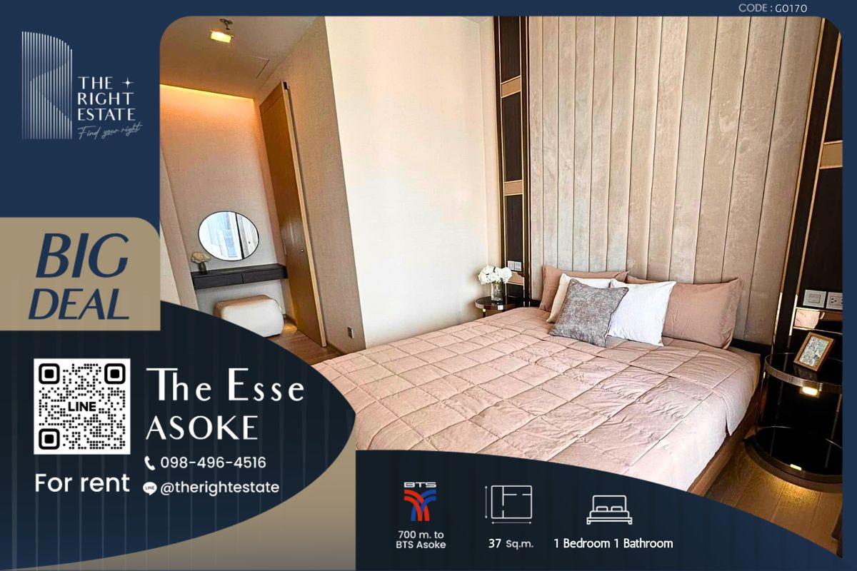 For RentCondoSukhumvit, Asoke, Thonglor : 🌿The Esse Asoke🌿 Nice room - 1 Bed 37 sq.m. Price negotiable!!! - close to BTS Asoke
