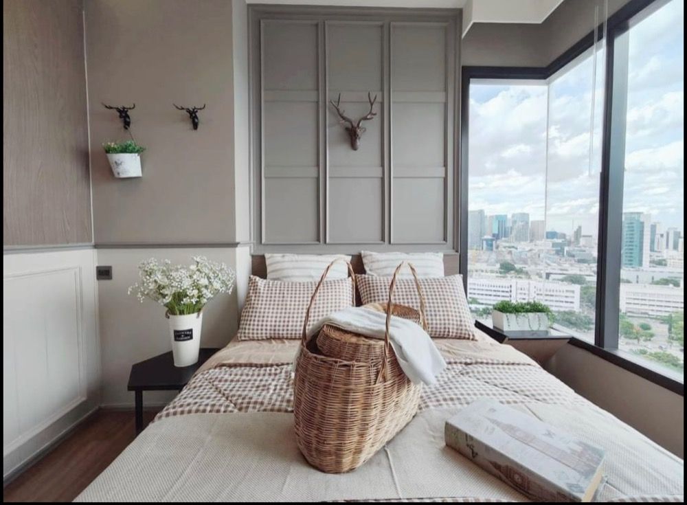 ให้เช่าคอนโดสะพานควาย จตุจักร : For rent M Jatujak pet-friendly 2 bedrooms high floor nice decor