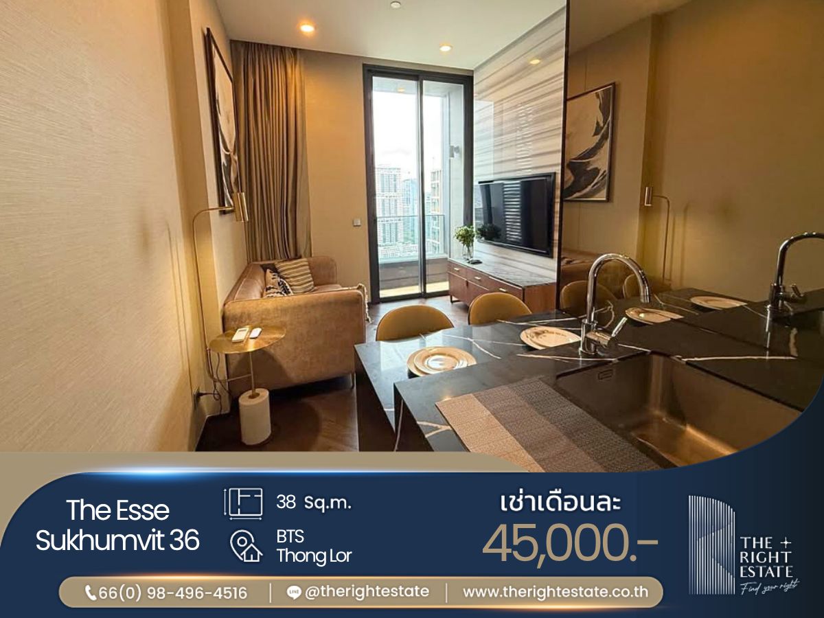 ให้เช่าคอนโดสุขุมวิท อโศก ทองหล่อ : 🌿 The Esse Sukhumvit 36 🌿 ห้องแต่งสวย เฟอร์ครบ 🛏 1 Bedroom 38 Sqm Next to BTS Thong Lo