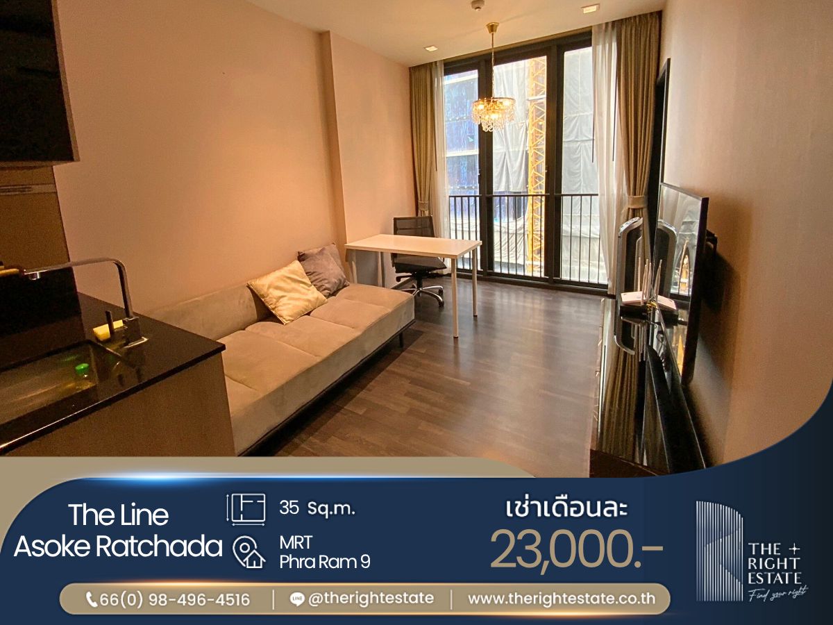 For RentCondoRama9, Petchburi, RCA : 🌿 The Line Asoke - Ratchada 🌿 Nice room nice decoration 🏙️ 1 Bed 35 sq.m. Price negotiable!!! - close to MRT Phra Ram 9