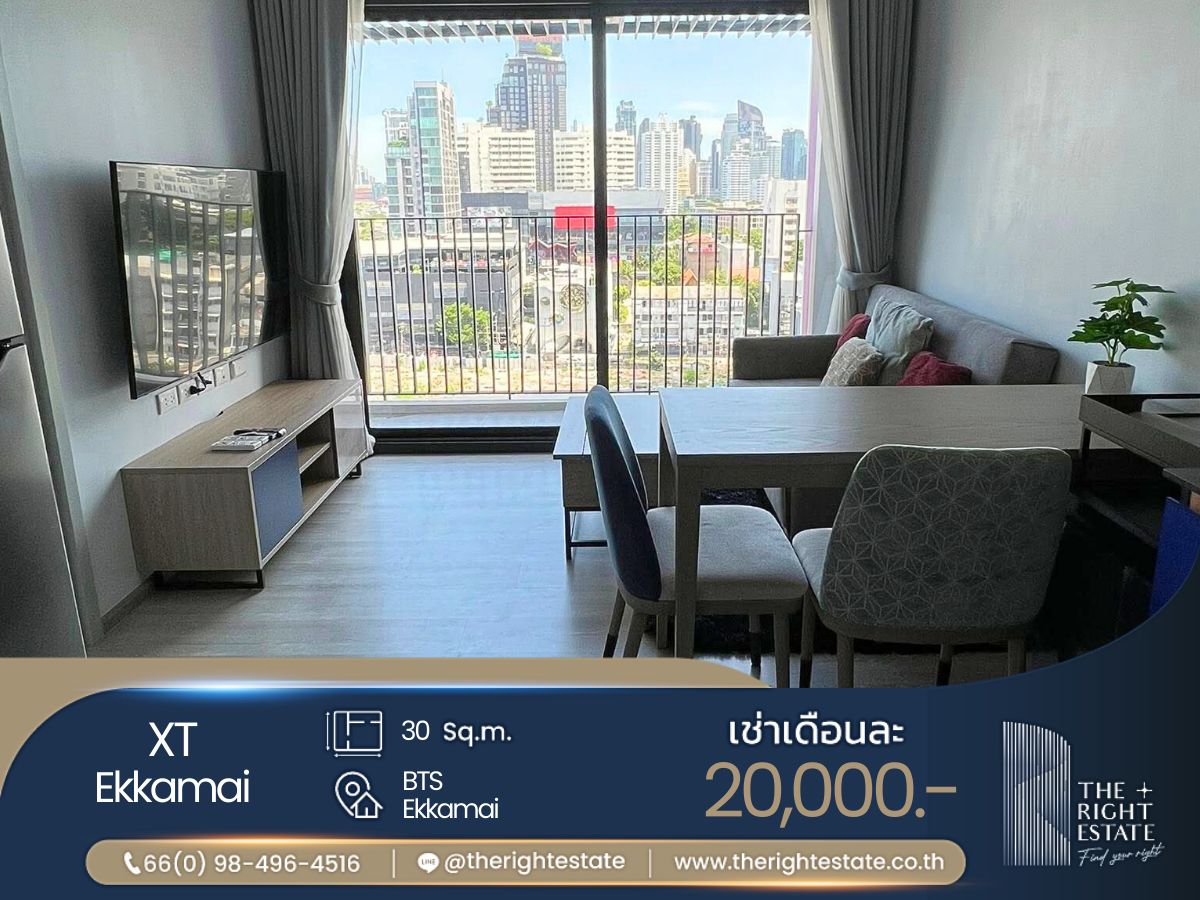 ให้เช่าคอนโดสุขุมวิท อโศก ทองหล่อ : 🌿XT Ekkamai🌿 ห้องสวยตกแต่งน่าอยู่ วิวสวยมาก 🛏 1 ห้องนอน - 30.30 ตร.ม. close to BTS Ekkamai