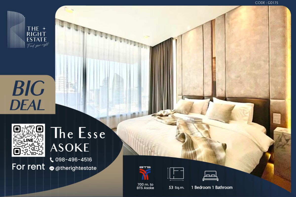 For RentCondoSukhumvit, Asoke, Thonglor : 🌿The Esse Asoke🌿 Nice room beautiful decoration 🛏 1 Bed 1 Bath 53 sq.m, Price negotiable!!! - Close to BTS Asoke