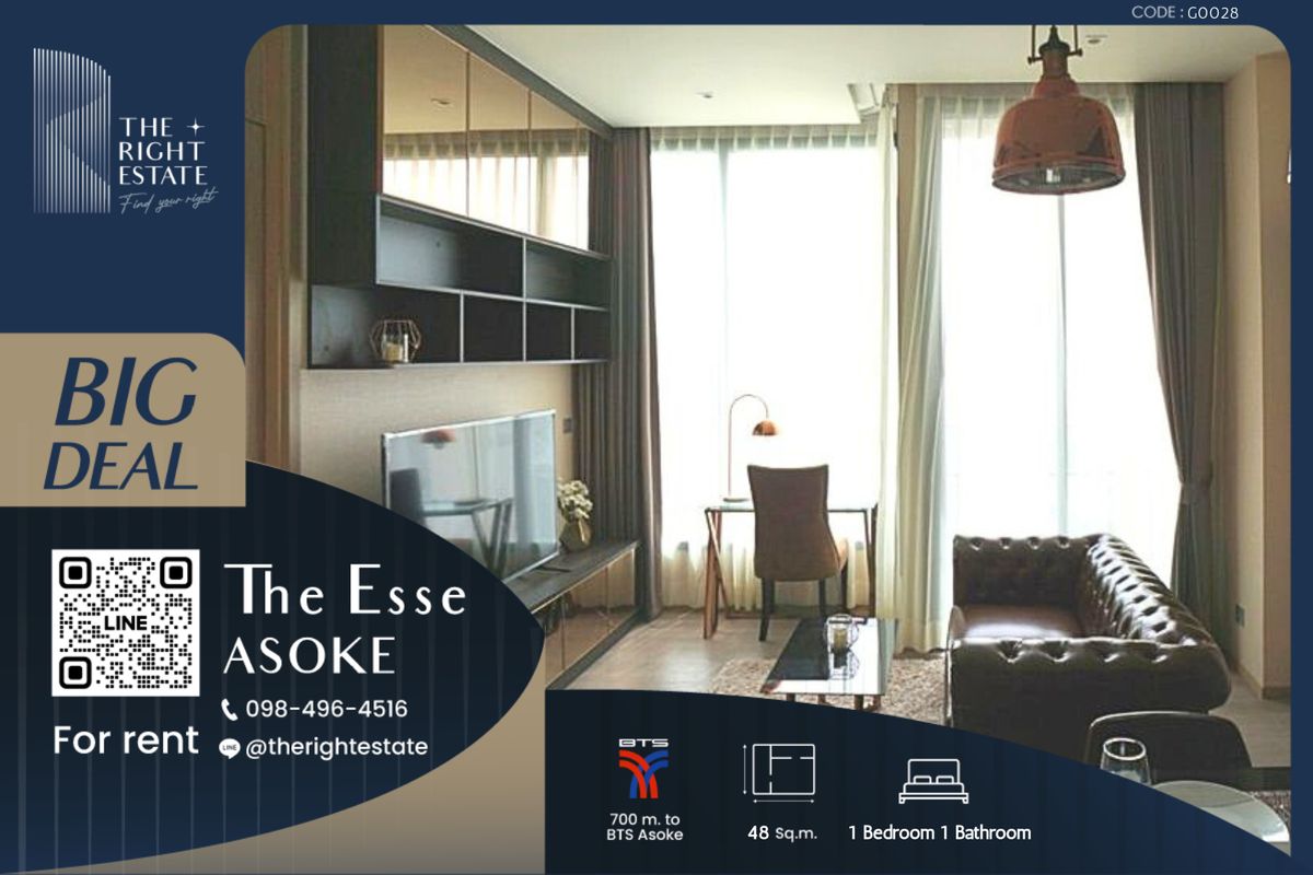 For RentCondoSukhumvit, Asoke, Thonglor : 🌿The Esse Asoke🌿 Nice room Nice decoration 🛏 1 Bed 1 Bath 48 sq.m, Price negotiable!!! - Close to BTS Asoke