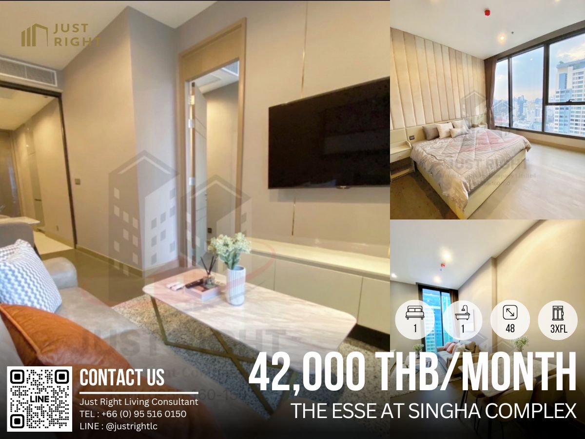 ให้เช่าคอนโดพระราม 9 เพชรบุรีตัดใหม่ RCA : ให้เช่า The Esse at Singha Complex 1 ห้องนอน 1 ห้องน้ำ 48 ตรม. ชั้น 3x ทิศเหนือ เฟอร์ครบพร้อมอยู่ จากปกติ 45,000 เหลือเพียง 42,000 บาท/เดือน สัญญา 1 ปีเท่านั้น