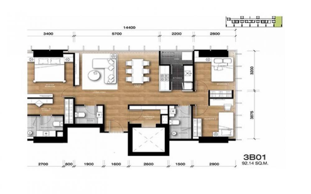 For SaleCondoRatchathewi,Phayathai : Urgent sale, condo in the heart of the city, 3 bedrooms, 3 bathrooms, @ Wish singnerture Midtown Siam