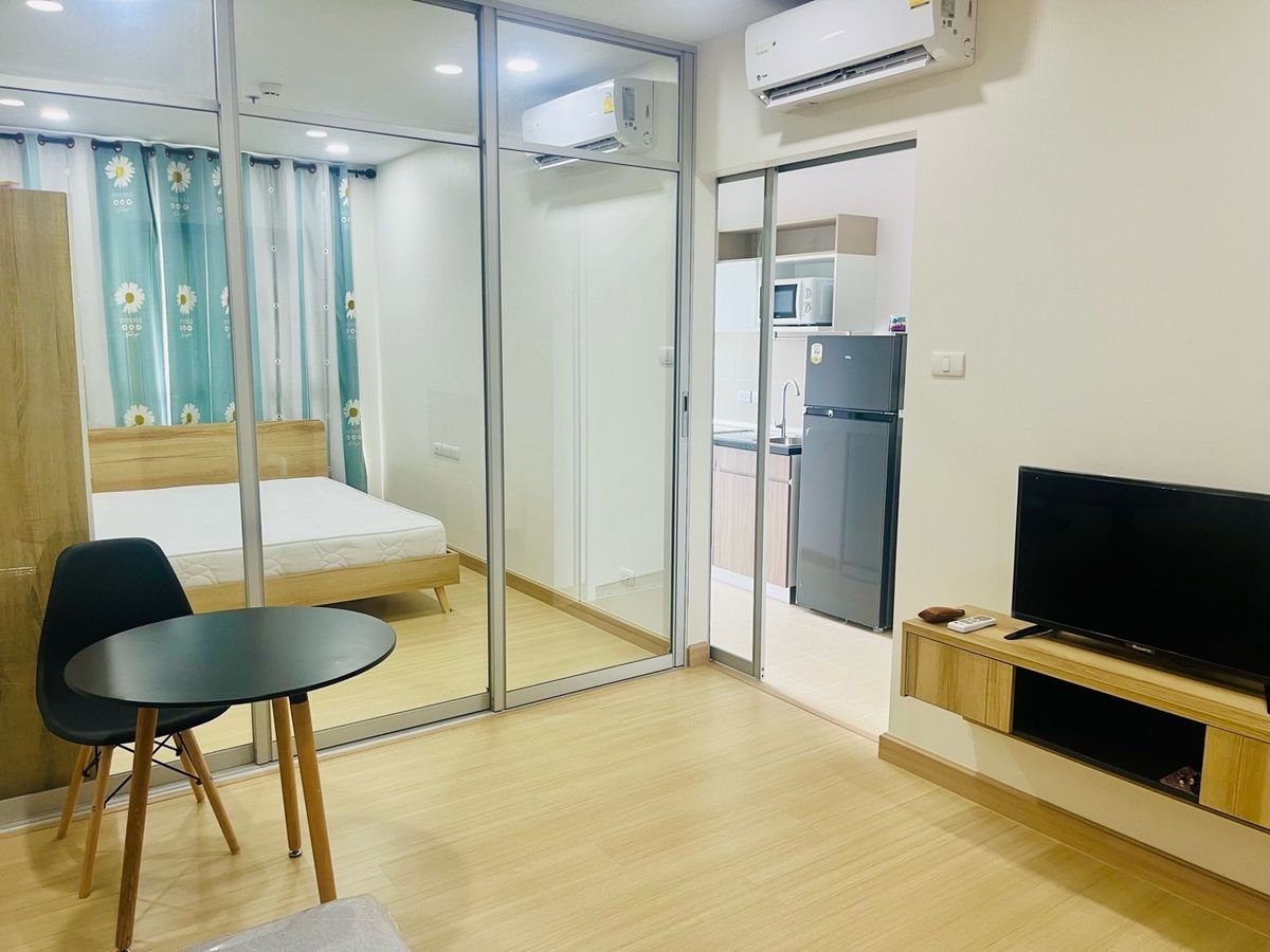 For RentCondoSamut Prakan,Samrong : ✨ Beautiful room ✨ 1 Bed, 30th floor, 34 sq m., Minimal style, North direction, city view + separate kitchen set, dining table set, cool breeze room, good air, not hot, project near Pu Chao BTS station, next to Bang Na/Rama 2 expressway, convenient transp