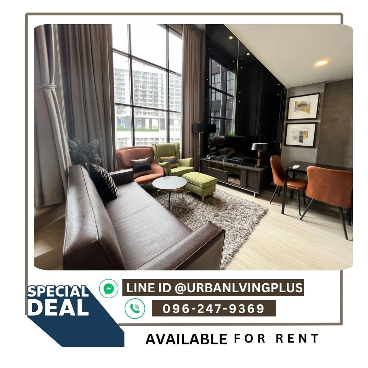 For RentCondoSathorn, Narathiwat : ( U20230707160 ) Tel/Line 096-2479369 , For Rent Knightsbridge Prime Sathorn 1 Bedroom Duo space size 37.78 sq m. Floor 30++ Beautiful room, very new !!! Special price 💥💥