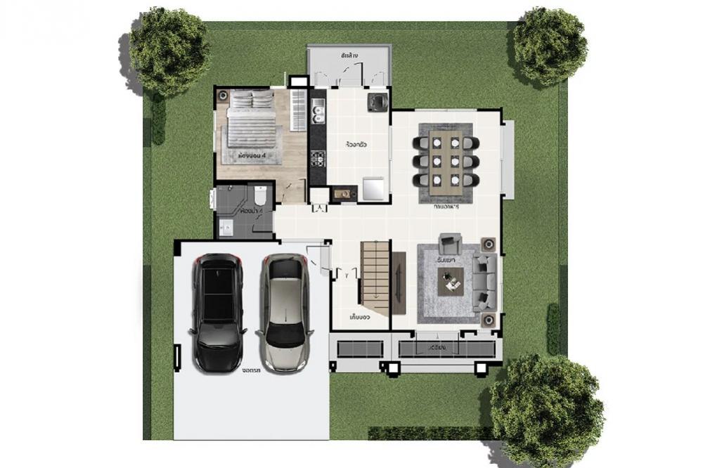 For SaleHousePathum Thani,Rangsit, Thammasat : Single house for sale, Setthasiri, Bangkok-Pathum Thani. Next to Laura Ville golf course, shady, green (Type Glory, the last house to see the golf course + ready to decorate)🔥