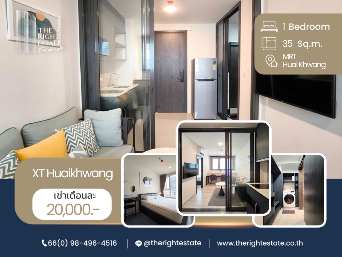 For RentCondoRatchadapisek, Huaikwang, Suttisan : 🌿XT Huaikhwang🌿 Nice room fully decoration 🛏 1 Bed 35 sq.m, price is negotiable!!! - Close to MRT Huaikhwang