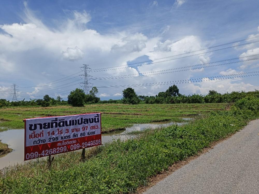For SaleLandPathum Thani,Rangsit, Thammasat : Land for sale, Nong Suea District, Khlong 12, area 14 rai 3 ngan 97 sq m., next to paved road.