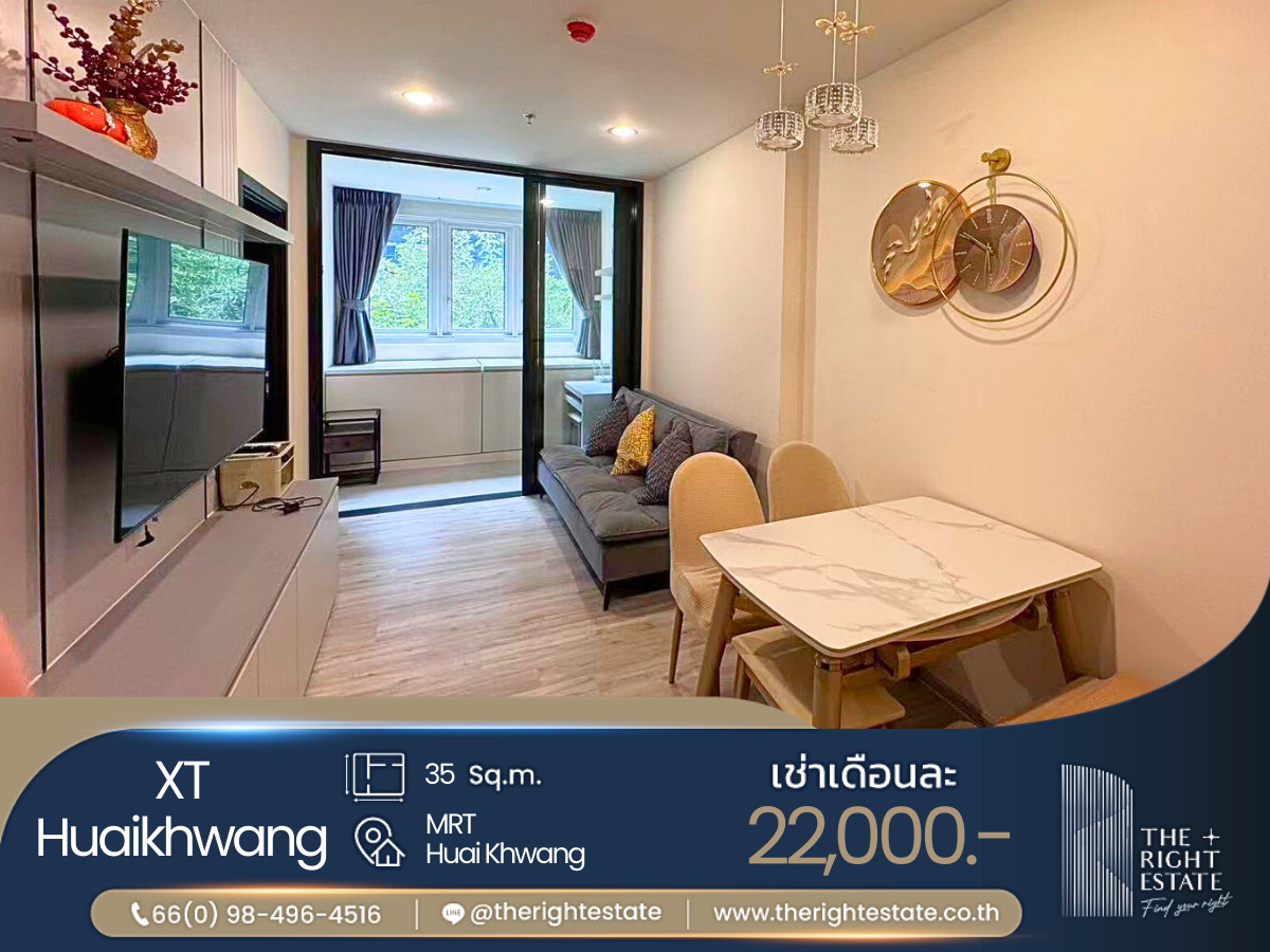 For RentCondoRatchadapisek, Huaikwang, Suttisan : 🌿 XT Huaikhwang 🌿 Nice room fully decoration 🛏 1 Bed 1 Bath 35 sq.m, price is negotiable!!! - Close to MRT Huaikhwang