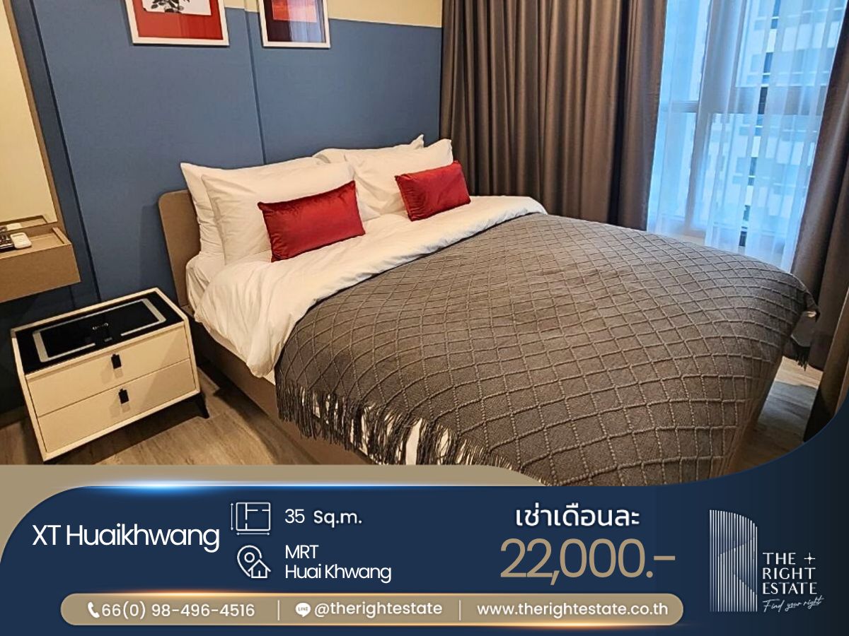 For RentCondoRatchadapisek, Huaikwang, Suttisan : 🌿 XT Huaikhwang 🌿 Nice room fully decoration 🛏 1 Bed 1 Bath 35 sq.m, price is negotiable!!! - Close to MRT Huaikhwang