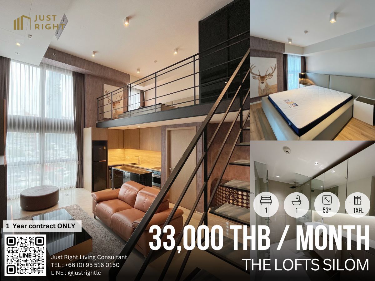 For RentCondoSilom, Saladaeng, Bangrak : Rent The Lofts Silom 1 bedroom, 1 bathroom, size 45* sq.m., 1x, Loft style, full of complete electrical appliances, only 33,000 baht/month, 1 year contract, ready to watch and move in 05.06.2025 
 
