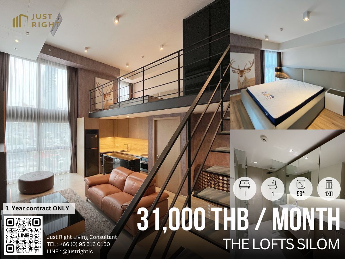 For RentCondoSilom, Saladaeng, Bangrak : Rent The Lofts Silom 1 bedroom, 1 bathroom, size 45* sq.m., 1x, Loft style, full of complete electrical appliances, only 31,000 baht/month, 1 year contract, ready to watch and move in