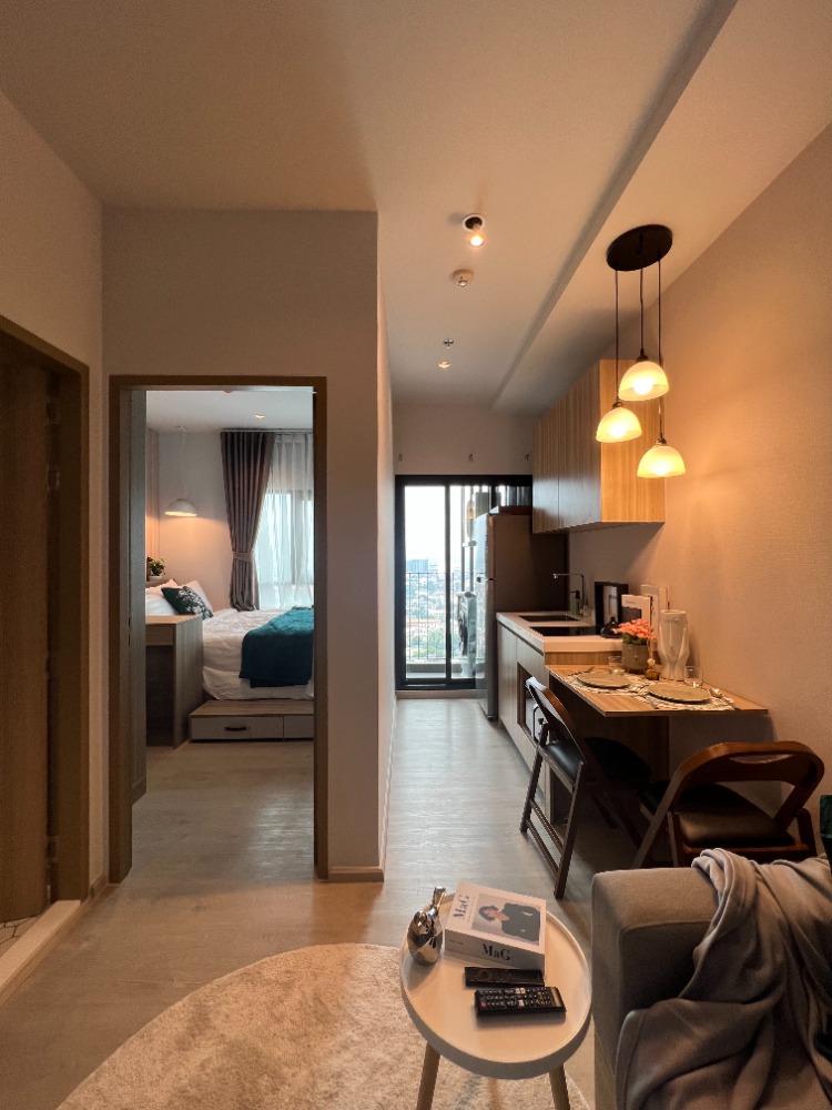For RentCondoThaphra, Talat Phlu, Wutthakat : Rent Altitude Unicorn Sathorn-Thapra, walk to BTS, 1 bedroom, special price, corner room, open view, new room, full furniture, washing machine, microwave, TV, refrigerator, complete electric