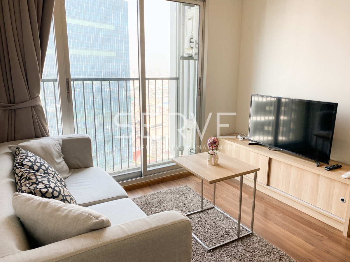 For RentCondoRatchadapisek, Huaikwang, Suttisan : 🔥21K🔥 2 Beds Large Room Super High Fl. 25+ Fully furnished Good Location Next to MRT Thailand Cultural Centre Station @ Noble Revolve Ratchada 2 