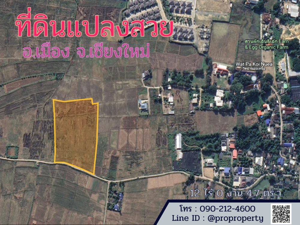 ขายที่ดินเชียงใหม่ : ขายที่ดินแปลงสวย อ.เมืองเชียงใหม่ ถ.รอบเมืองเชียงใหม่ 12 ไร่