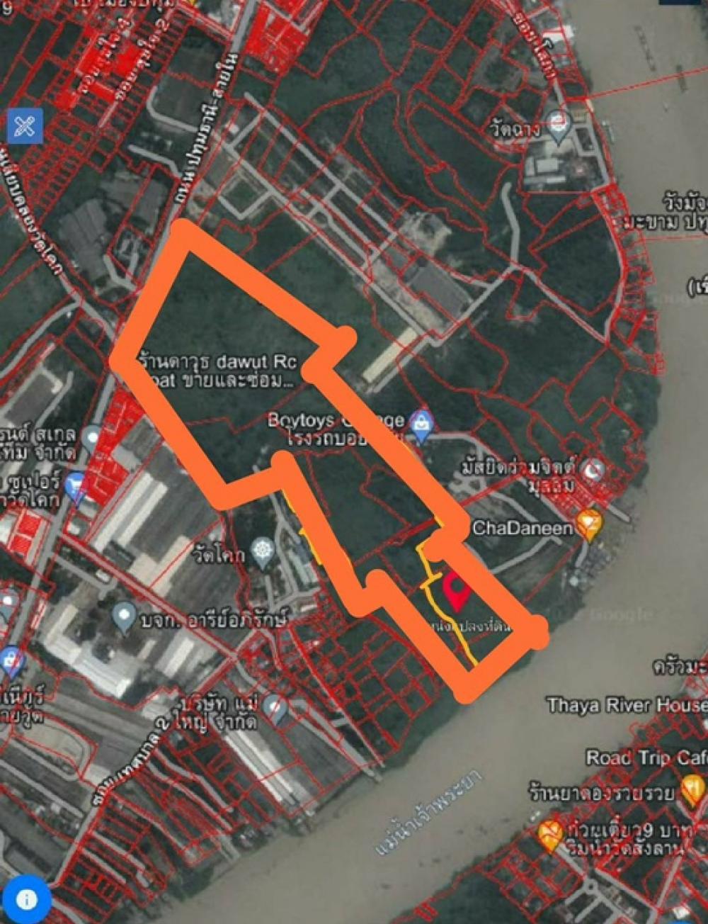 For SaleLandPathum Thani,Rangsit, Thammasat : Land for sale on Pathum Thani Road, behind the Chao Phraya River, 124 rai 66 square wah.