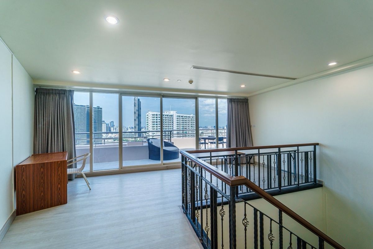 For SaleCondoWongwianyai, Charoennakor : 📢👇Sell woth tenant til July 26
Rare find! Newly renovated triplex penthouse by the river, a private rooftop and spacious balcony. Prime location near ICONSIAM,  opposite Asiatique.
