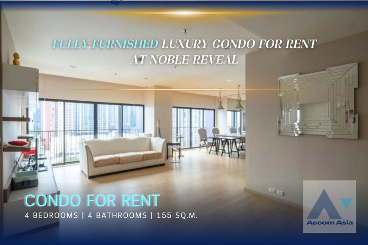ให้เช่าคอนโดสุขุมวิท อโศก ทองหล่อ : 🔼 AccomA🔽 Modern corner unit with city views at Noble Reveal (AA33082)