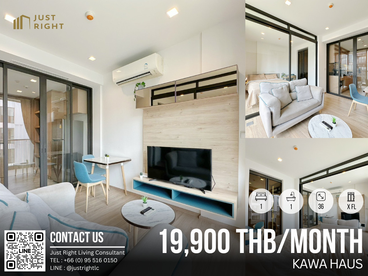 For RentCondoOnnut, Udomsuk : For rent, Kawa Haus, 1 bedroom, 1 bathroom, 36 sq m., corner room, garden view, fully furnished, complete electrical appliances. Special price reduced from 25,000 to only 19,900 baht/month, 1 year contract only.