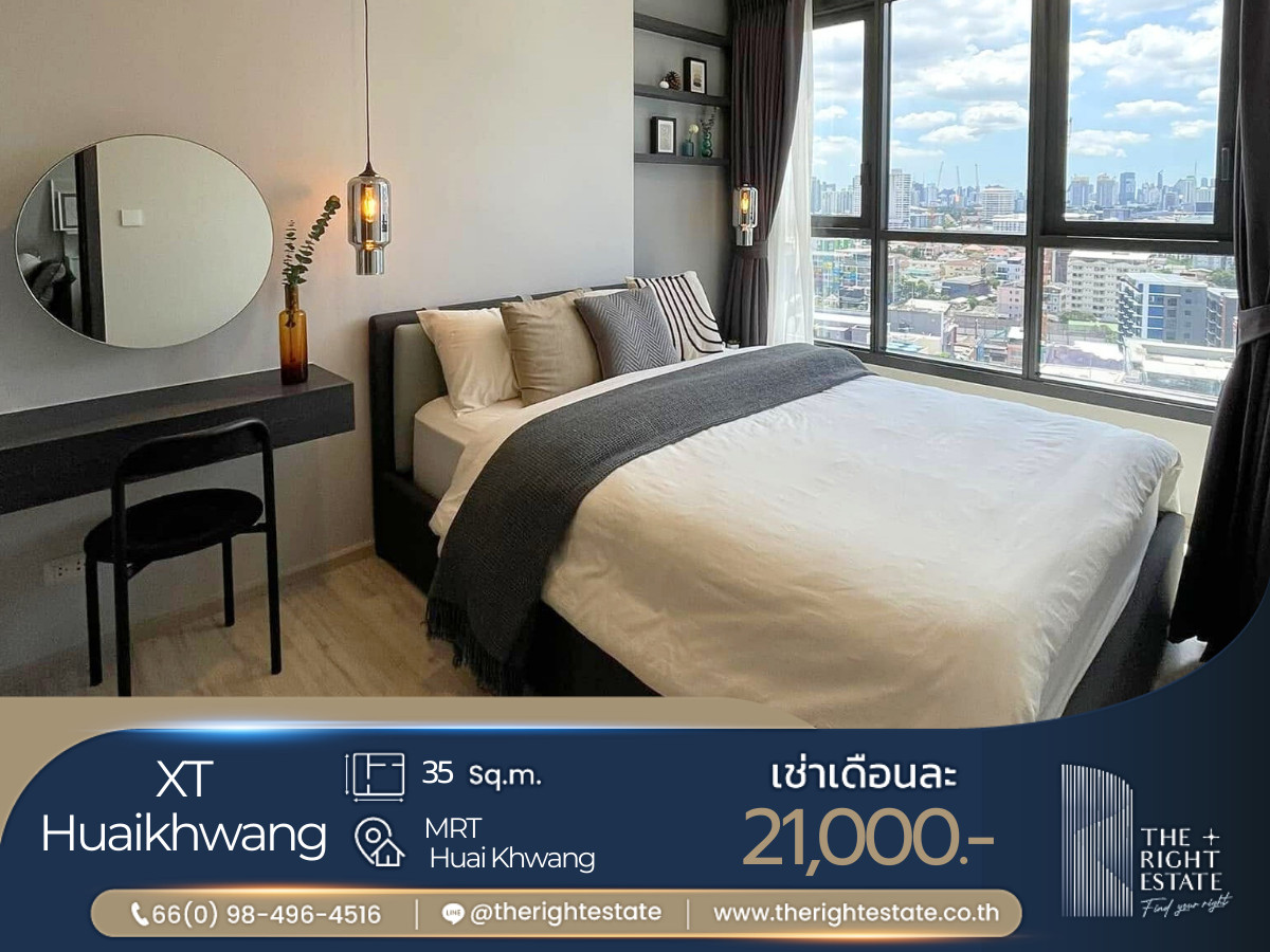 For RentCondoRatchadapisek, Huaikwang, Suttisan : 🌿 XT Huaikhwang 🌿 Nice room fully decoration 🛏 1 Bed 35 sq.m, price is negotiable!!! - Close to MRT Huaikhwang
