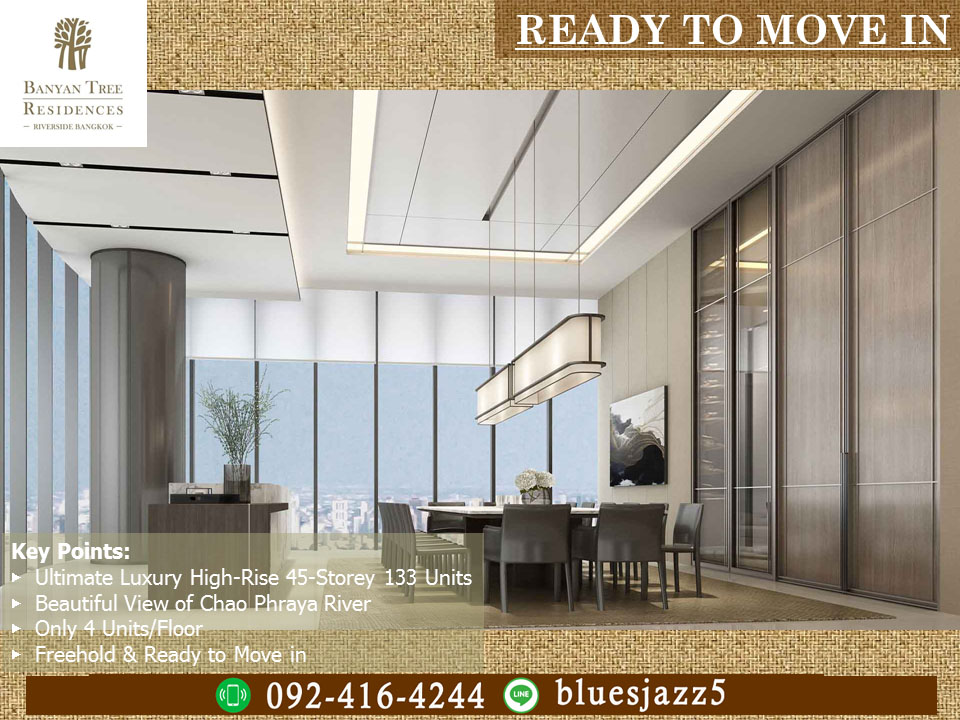 ขายคอนโดวงเวียนใหญ่ เจริญนคร : ขาย Banyan Tree Residences Riverside Bangkok 1ห้องนอน 79ตรม วิวแม่น้ำเจ้าพระยา คอนโดใกล้ไอคอนสยาม ห้องใหม่ มือหนึ่ง ฟรีค่าส่วนกลาง 5ปี บัตรกำนัลเฟอร์นิเจอร์ตกแต่งห้อง