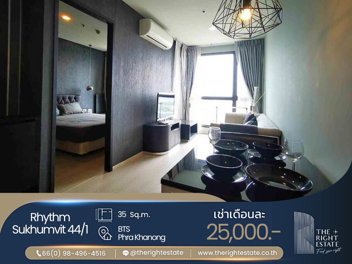 For RentCondoOnnut, Udomsuk : 🌿 Rhythm Sukhumvit 44/1 🌿 Nice room with Luxury Style 🛏 1 Bed - 35 Sq.m. close to BTS Phra Khanong