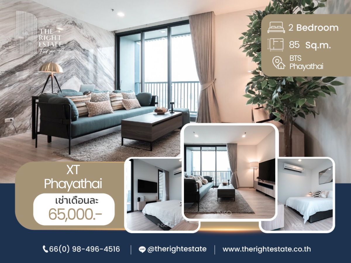 For RentCondoRatchathewi,Phayathai : 🌿 XT Phayathai 🌿 Beautiful room Luxury style 🛏 2 Bed 85 sq.m.  - Next to BTS Phayathai