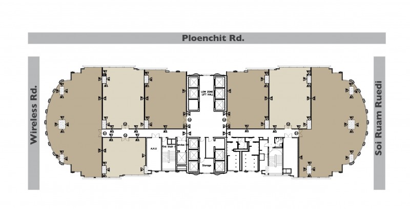 For RentOfficeWitthayu, Chidlom, Langsuan, Ploenchit : Rental of the Office of Athenee TowerOffice Buildings , 6th floor, area 215 sq.m., Fully Furnished, Rent 277,350 baht* /month